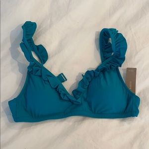 J Crew Ruffle Deep V Bikini Top